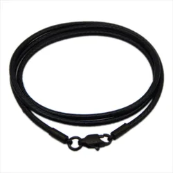 1 1,5 2,0mm Schwarz Leder Gewachste Schnur Gewinde Schnur String Strap Edelstahl Schließe Halskette Seil DIY Schmuck Machen für Anhänger