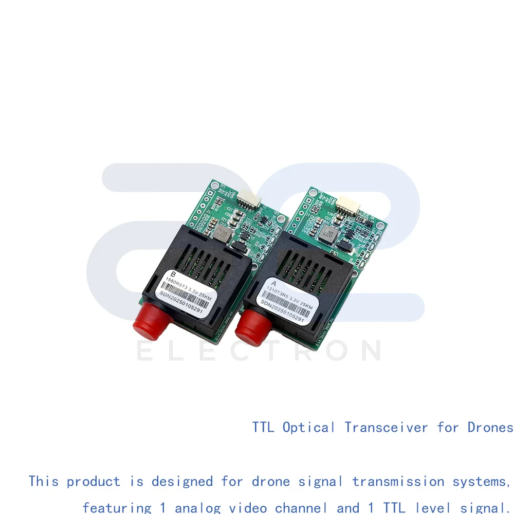 DC5.5-26V TTL Optical Transceiver Module for Sky and Ground Drone Terminal, TTL to Fiber Optic AB Port
