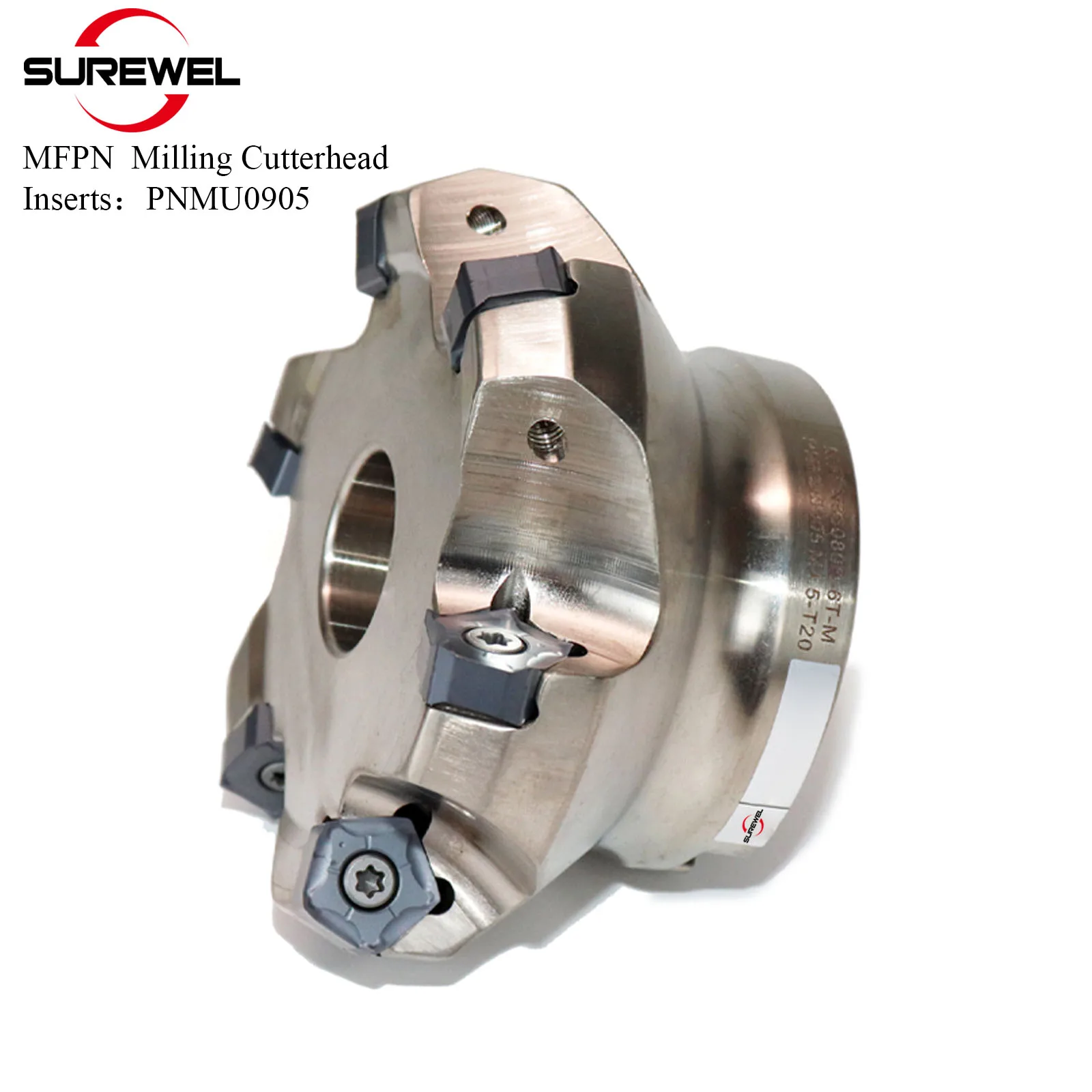 SUREWEL MFPN Testa di fresatura ad alimentazione rapida Fresa a candela piatta a 66 gradi Lama pentagonale a doppia faccia PNMU0905 carburo