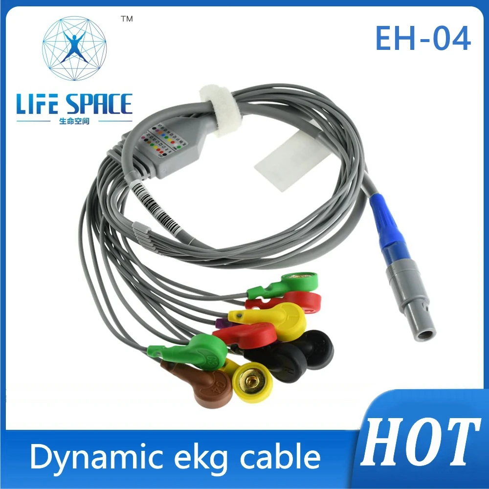 Holter Cable 10 Leads Channel 24 Hours Holter Recorder Dynamic ECG Monitor Device for Jincomed round 14pin plastic connector