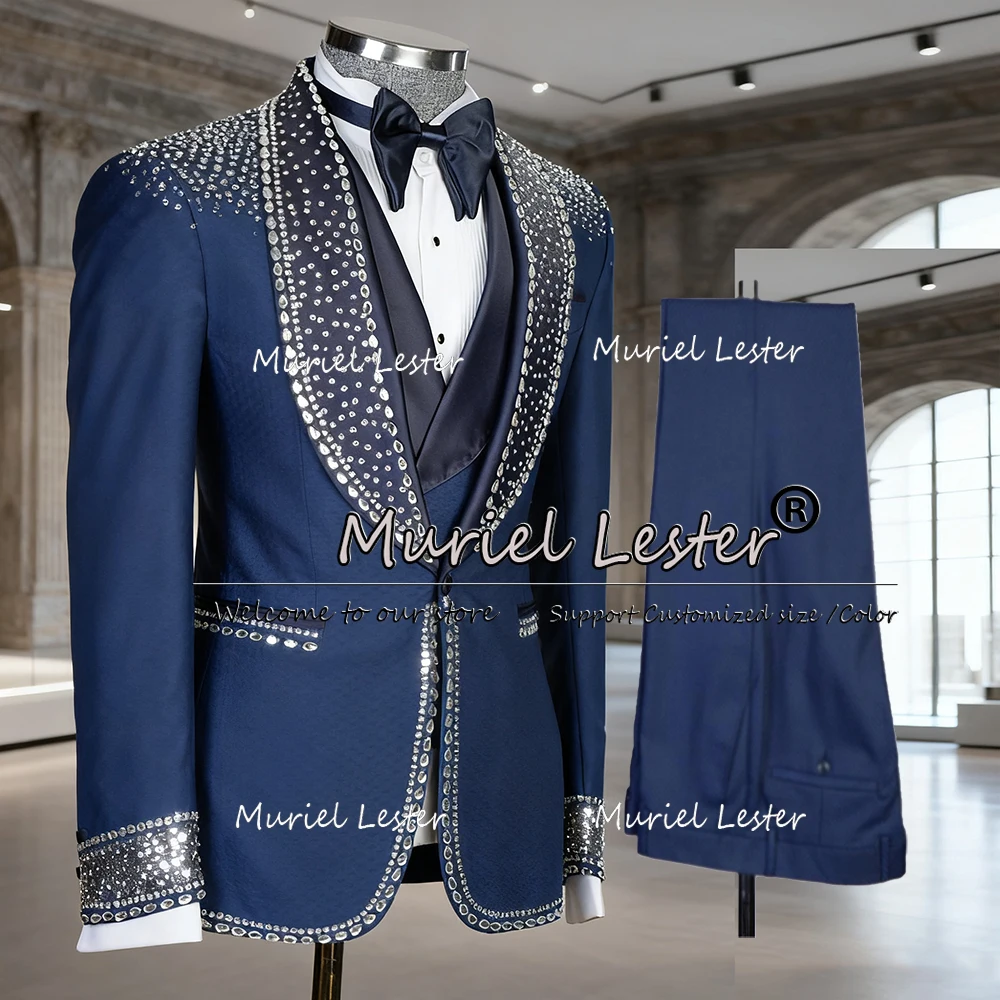 

Ювелирные камни, свадебные костюмы для мужчин, комплекты из 3 предметов, пиджаки для выпускного вечера с шалью и лацканами