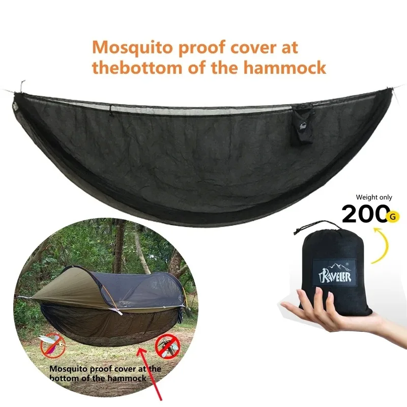 Quick Opening Travel Hammock, Bottom Mosquito Cover, Outdoor Camping, Detachable Mosquito Net
