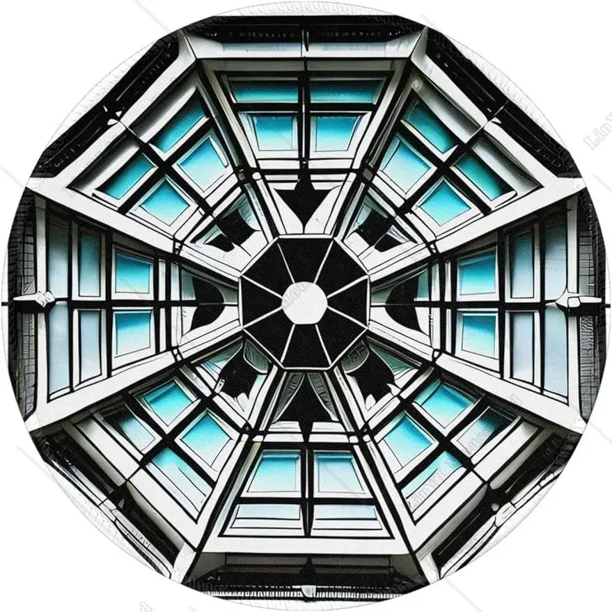 

Octagon Building Round Mouse Pad Cute Small Gaming Mouse Pad Non-Slip Rubber Base Sewing Edge Suitable for Office Home 7.9 Inch