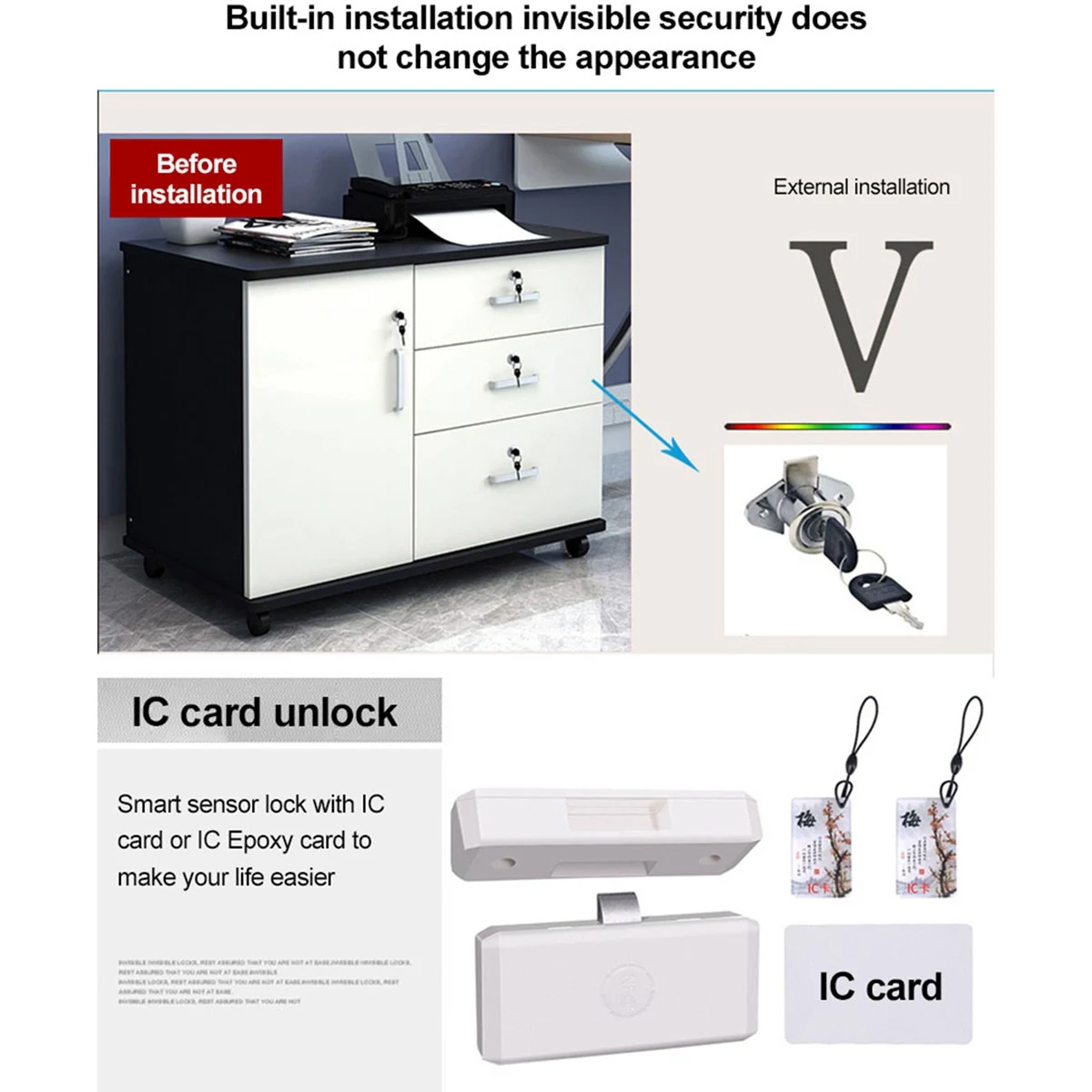 

M20K Smart Tuya Drawer NFC Sensor Lock Keyless Invisible No Hole File Cabinet Lock Wardrobe Locks APP Bluetooth Drawer Switch