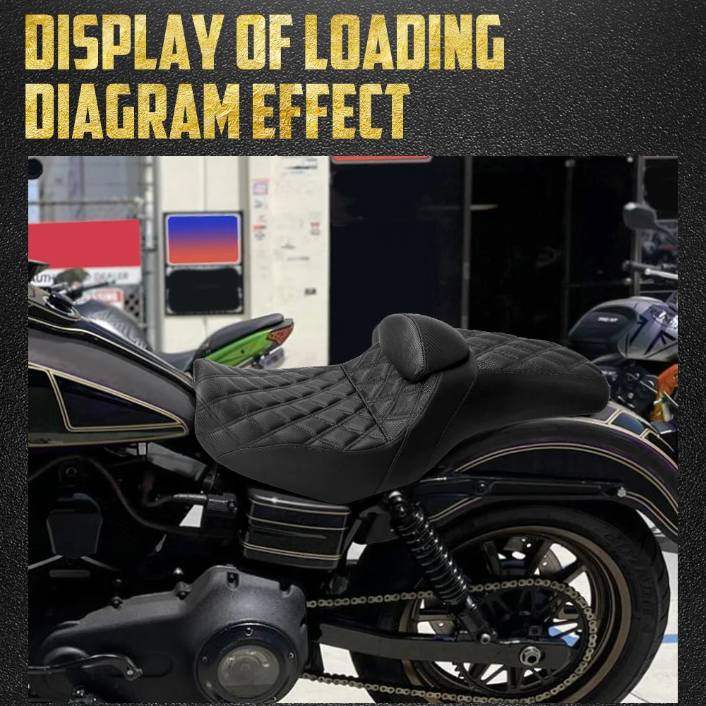 Motorcycle Two Up Seat With Backrest For Harley Dyna 06-17 Low Rider Street Fat Bob Wide Glide FLD Driver Passenger Cushion Seat
