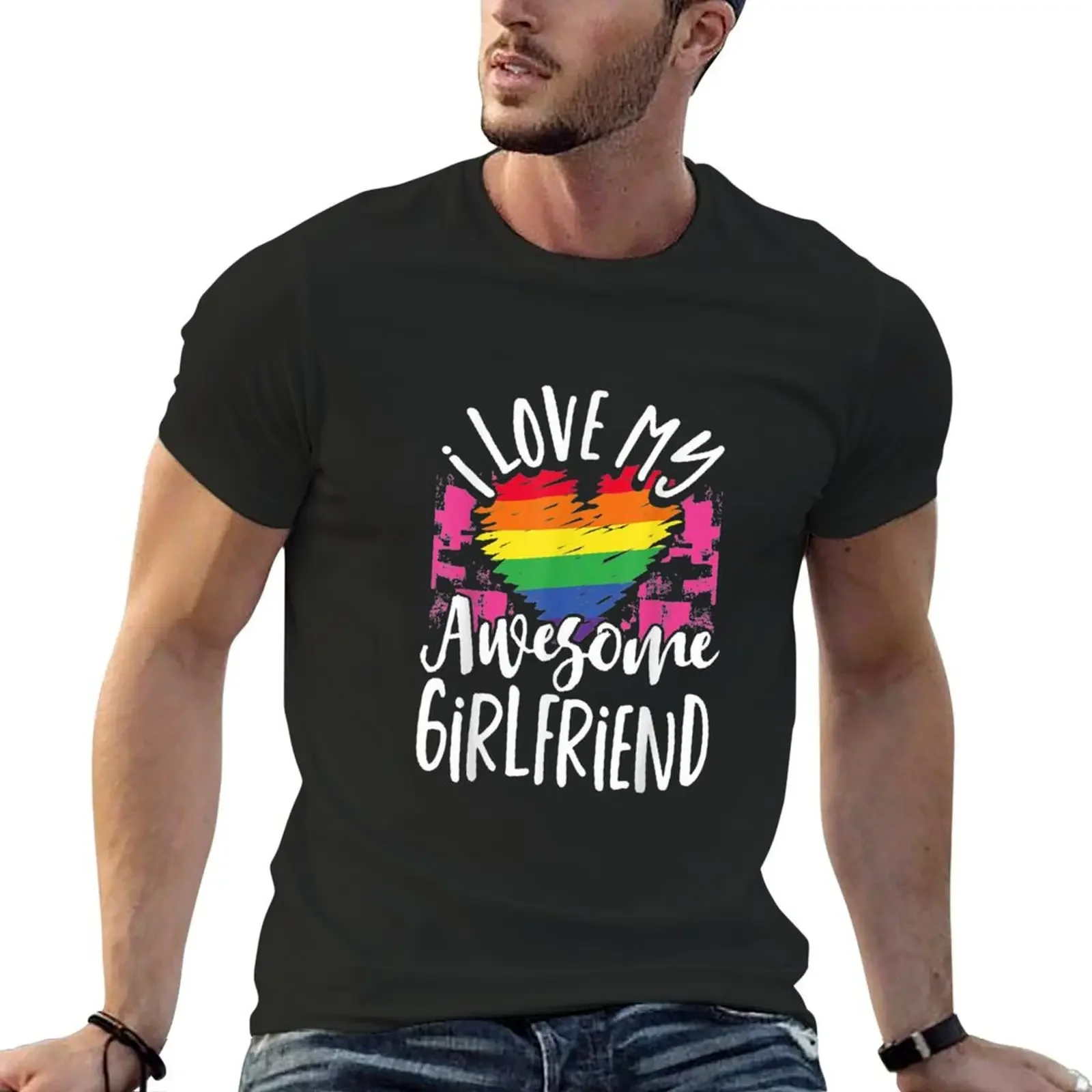 

I Love My Awesome Girlfriend Gay Lesbian Couple Matching T-Shirt tees cheap stuff boys animal print men t shirts high quality