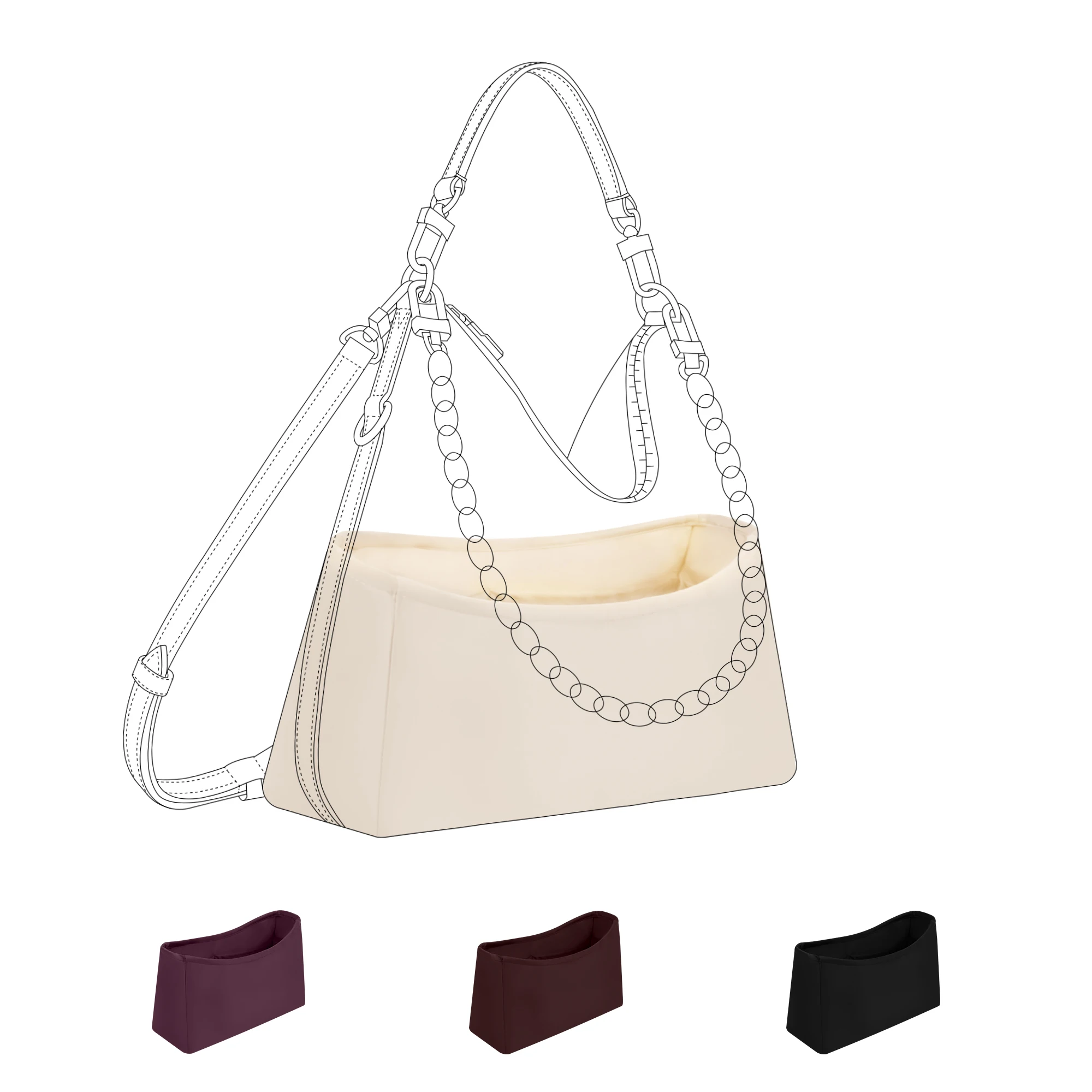 DGAZ Silk Handbag Organizer Insert Fits LV Multipass bags，Silky Smooth Bag Organizer，Luxury Handbag & Tote Shaper