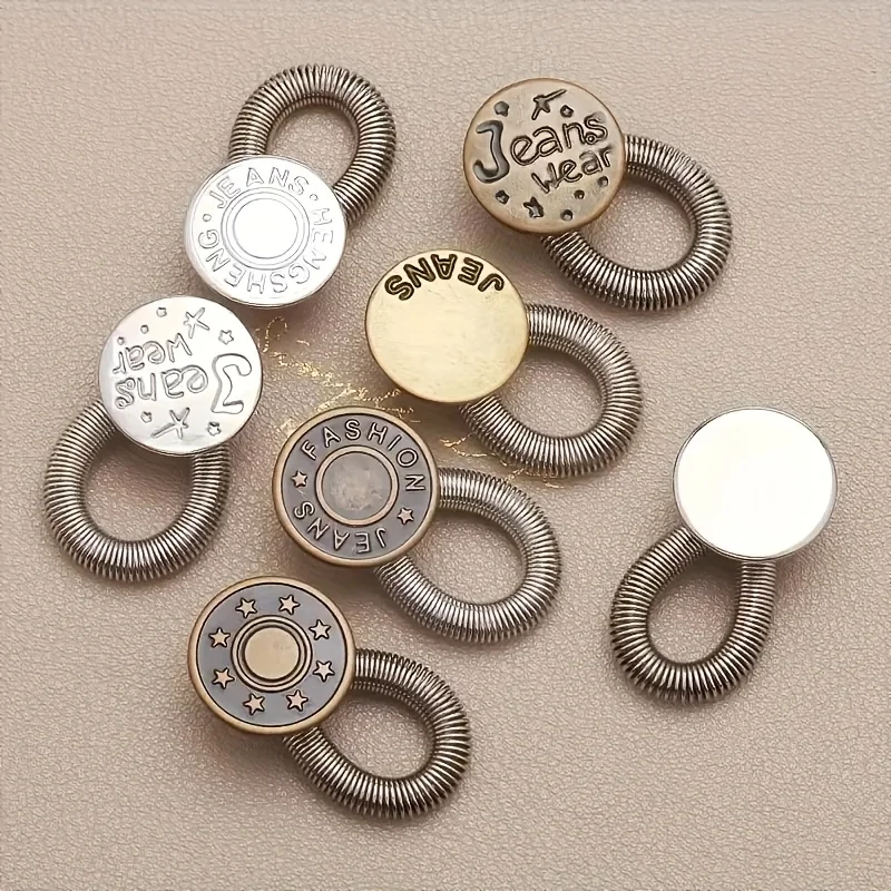 5 PCS Random Button Extender ,for Jeans , Detachable, Adjustable, Stretchable Waist Extender, Metal Expansion Waist Button