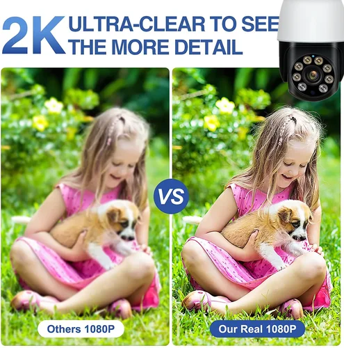 Imagen 2 del producto Cámara con bombilla WIFI de 5MP, 5G, TUYA Smart Life, PTZ, para exteriores, funciona con Alaxa, Google Home, visión nocturna, detección humana, resistente al agua