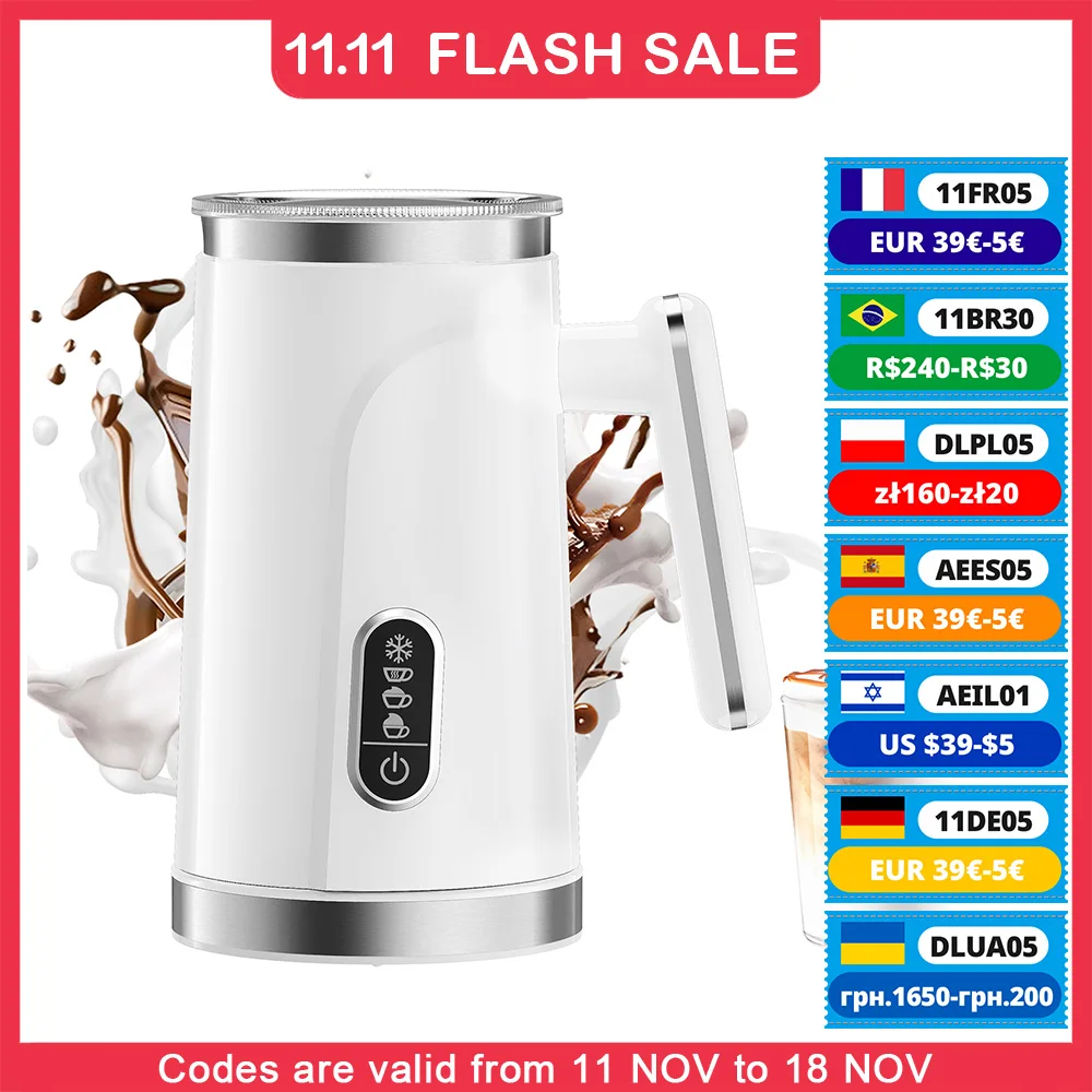 BioloMix,4 in 1 Automatic Hot and Cold Milk Frother Warmer for Latte, Foam Maker, Hot Chocolates, Cappuccino