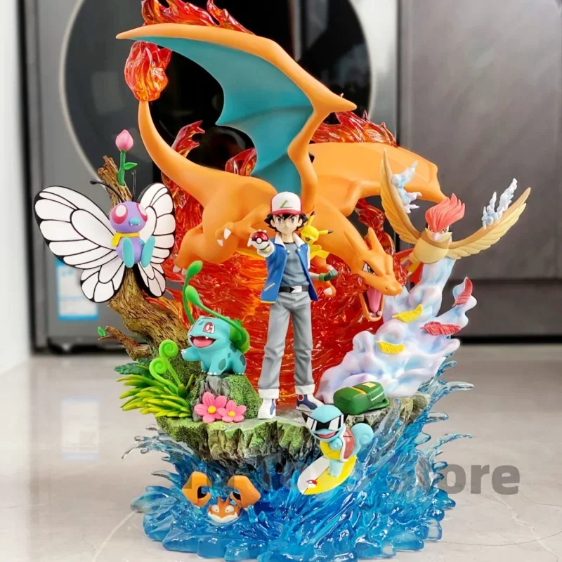 

New Large 41cm Pokemon Figure Ash Ketchum Pikachu Action Figurine Pvc Statue Model Collectible Decoration Toys Christmasmas Gift