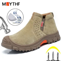 MJYTHF-botas de seguridad para soldar para hombre, zapatos de trabajo de construcción antigolpes, indestructibles a prueba de perforaciones, botas de trabajo de seguridad