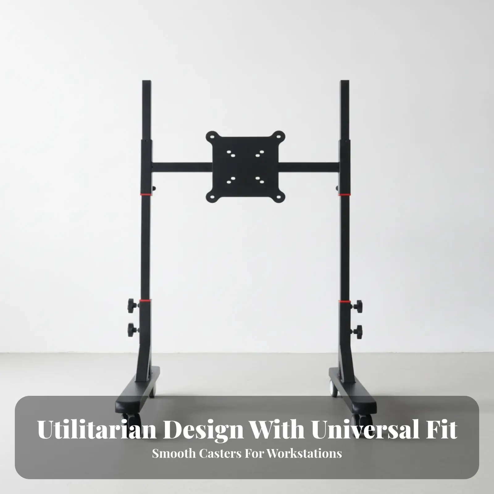 Adjustable Iron TV Stand with Wheels for 55 Inch Flat Screen Monitor Mobile Rolling TV Cart
