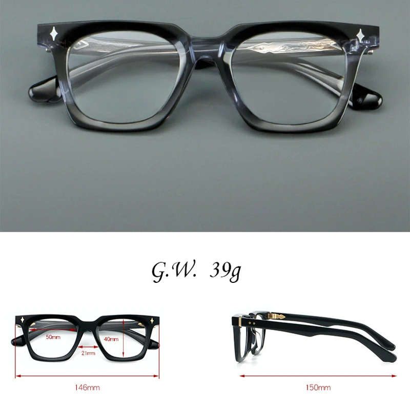 VCKA خمر سميكة خلات قصر النظر إطار نظارات النساء 2024 جديد وصفة طبية النظارات الرجال العلامة التجارية الفاخرة النظارات -0.50 إلى -10 #2
