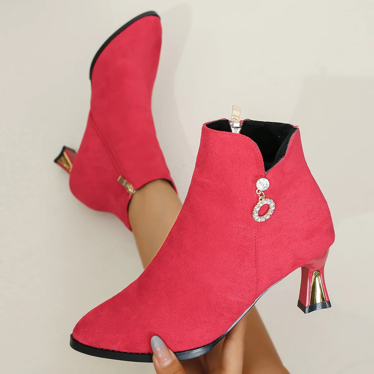 Black Pointed Toe Booties Autumn Winter Heeled Warm Ankle Boots for Women Trend 2026 Comfortable and Elegant Woman Short Shoes