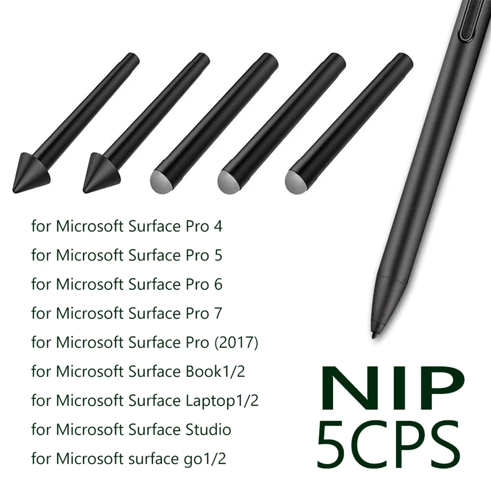 5Pcs Original Pen Tips Stylus Pen Tip HB HB HB 2H 2H Replacement Kit for Microsoft Surface Pro 7/6/5/4/Book/Studio/Go