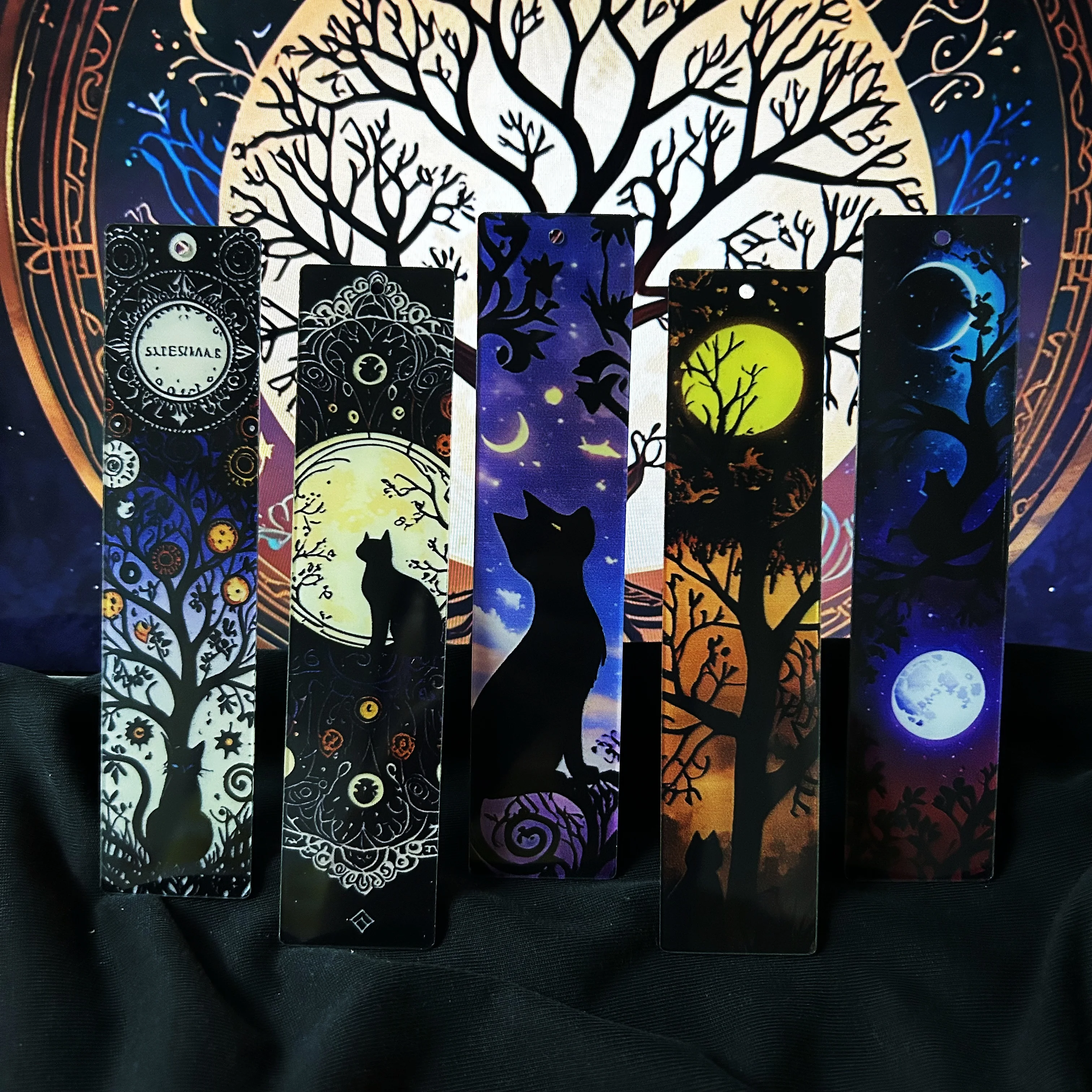 10 sztuk akrylowe zakładki artykuły do nauki dla uczniów artykuły papiernicze prezenty wystrój prezenty książka biuro drzewo życia Halloween czarny kot