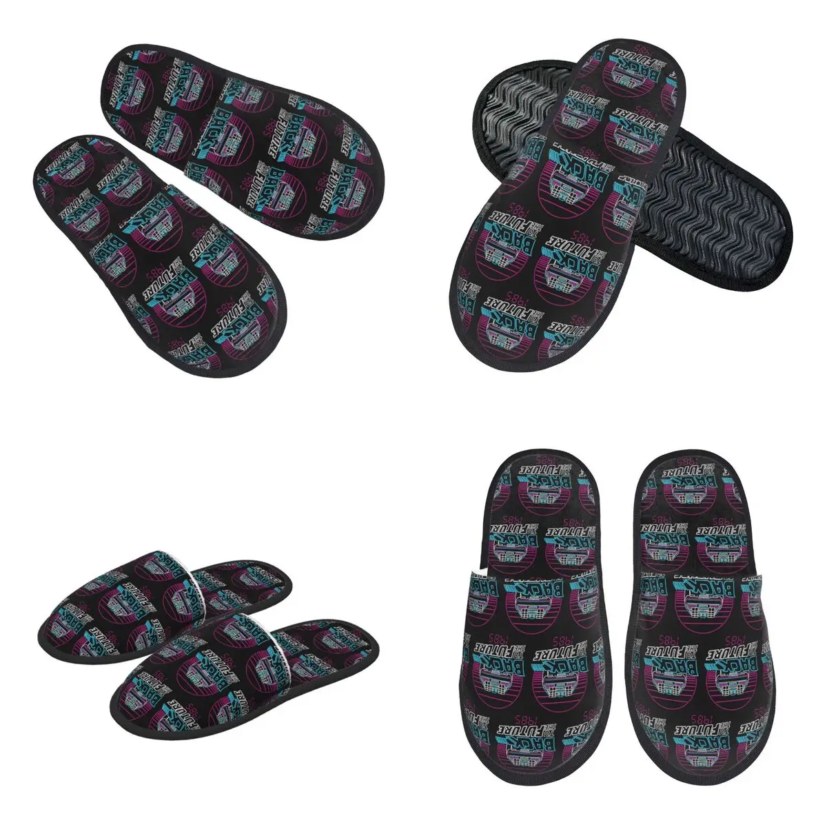 Custom Back To The Future 80s Delorean Future 1985 Slippers Memory Foam Warm Soft Women House Slipper Indoor Comfy Shoes