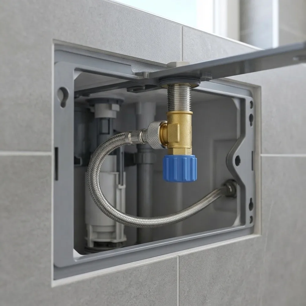 Solid Brass Water Supply Valve for Concealed Wall-Hung Toilets with 1/2 in Inlet and 3/8 in Outlet Thread Specifications