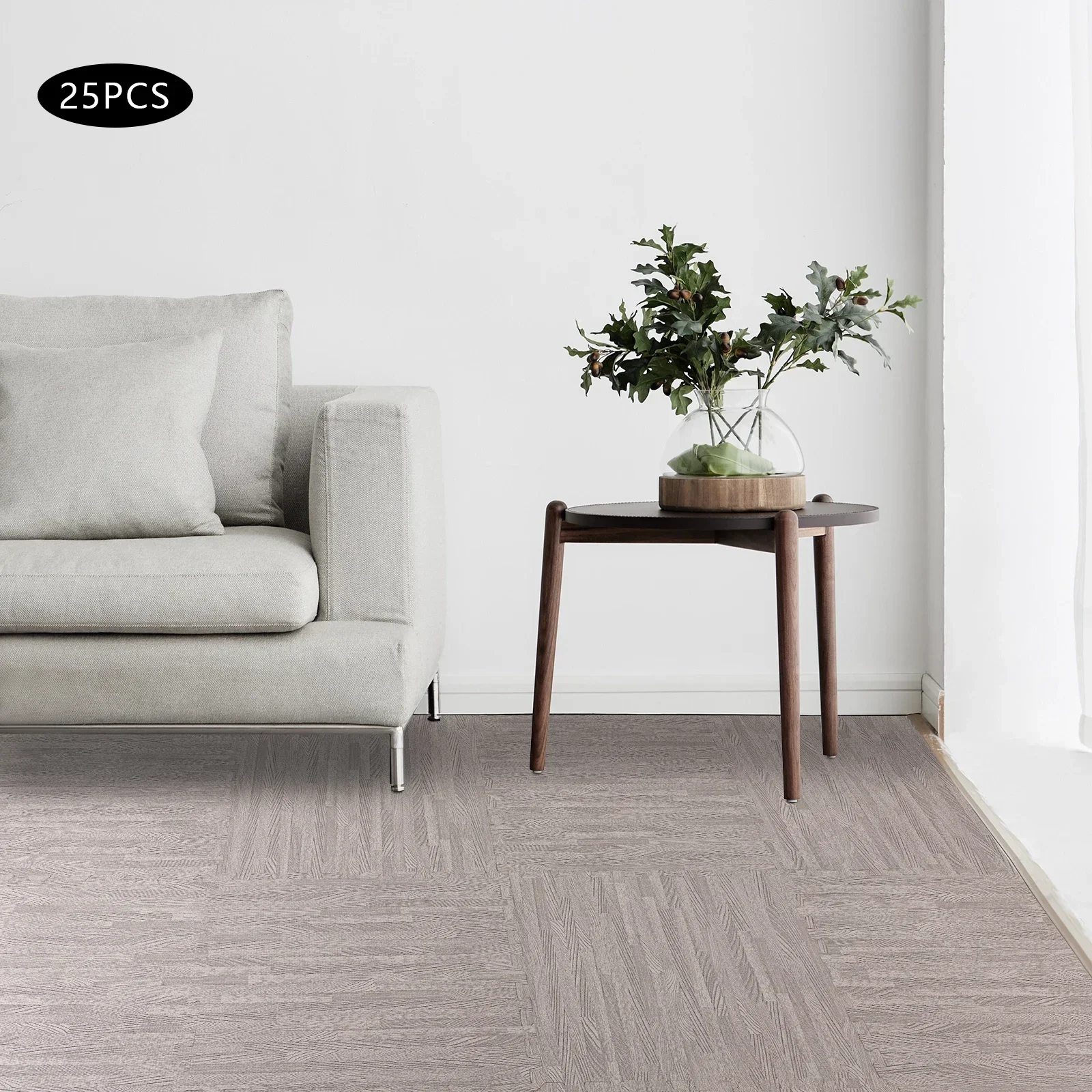 25 قطعة 24*24 في حصيرة أرضية إسفنجية ربط الحبوب الخشبية الرمادية، بلاط إسفنجي مطبوع سميك مقاوم للاهتراء لغرف المعيشة والدراسات #4