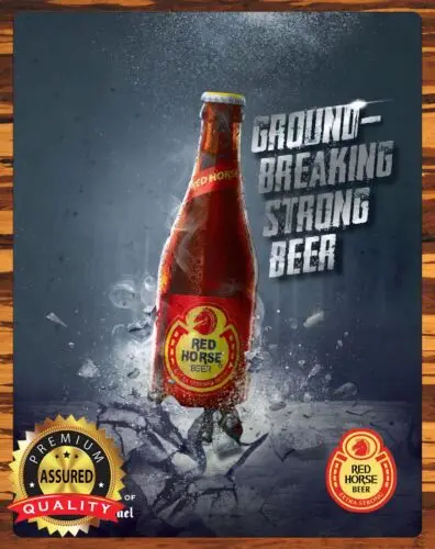 Red Horse Beer - Ground Breaking Strong Beer  - Metal Sign