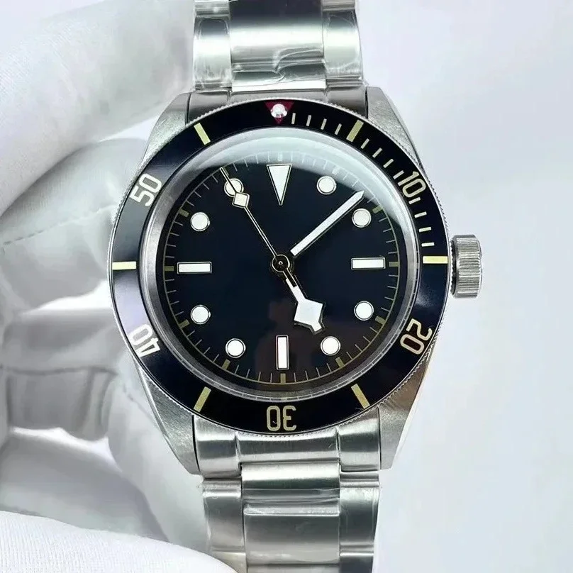 ساعة ميكانيكية أوتوماتيكية فاخرة للرجال سوار من الفولاذ المقاوم للصدأ بإطار من السيراميك الأسود مخصصة #3