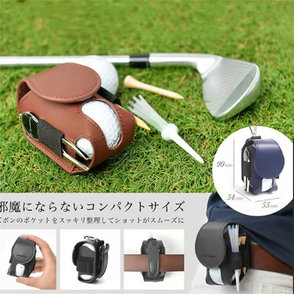 1PC Golf Ball Bags Mini Ball Storage Bags PU Leather Hang On Waist Golf Ball Bag Pouch With Metal Buckle Golf Belt Ball Bags