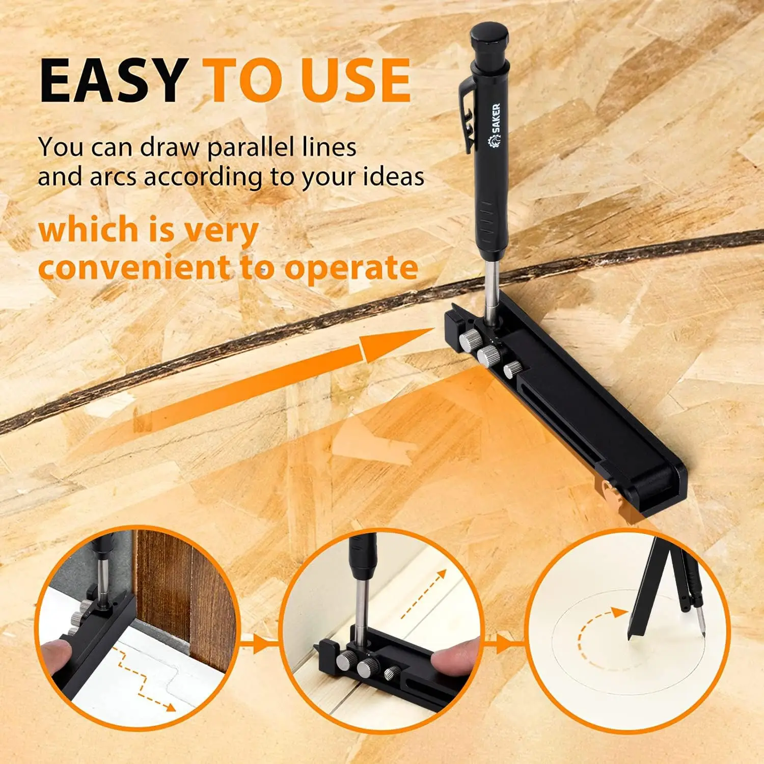 Multi-function Scribing Tool for Woodworking, Aluminum Alloy with Adjustable Design and Portable Clip