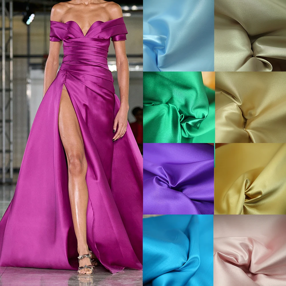 Nuevo Nueva sarga satinada Mikado tela brillante satén grueso DIY boda cheongsam vestido de noche telas para coser
