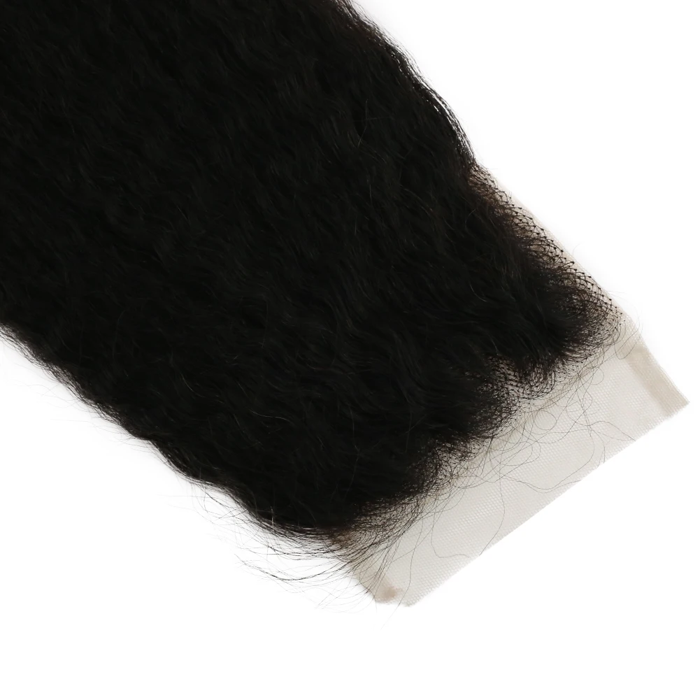 Full Shine 4x4 Natural Black Ultra-Thin Invisible Lace Brazilian Human Hair Closure with Free Part Natural Hairline