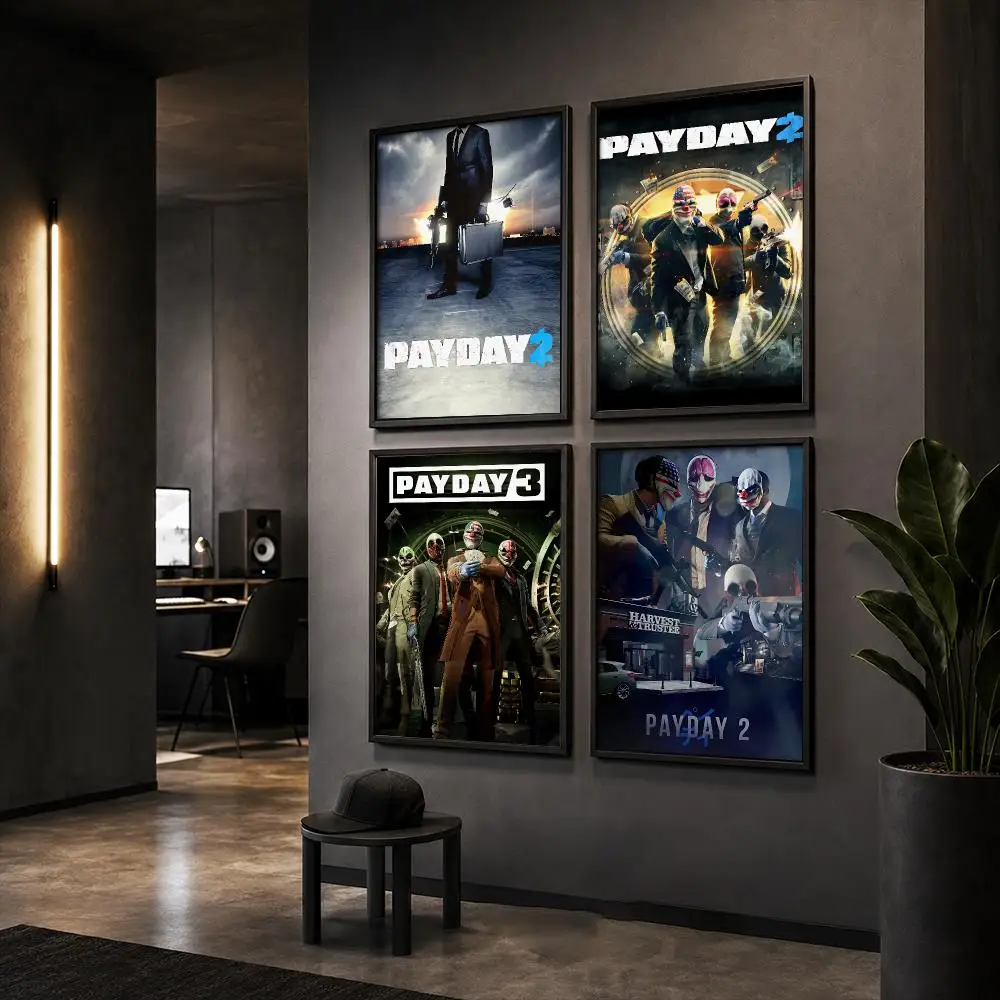 Shooter Game P-Payday 2 Poster Wall Art Print Sticker for Bedroom Living Room Dorm Office Modern Home Decor