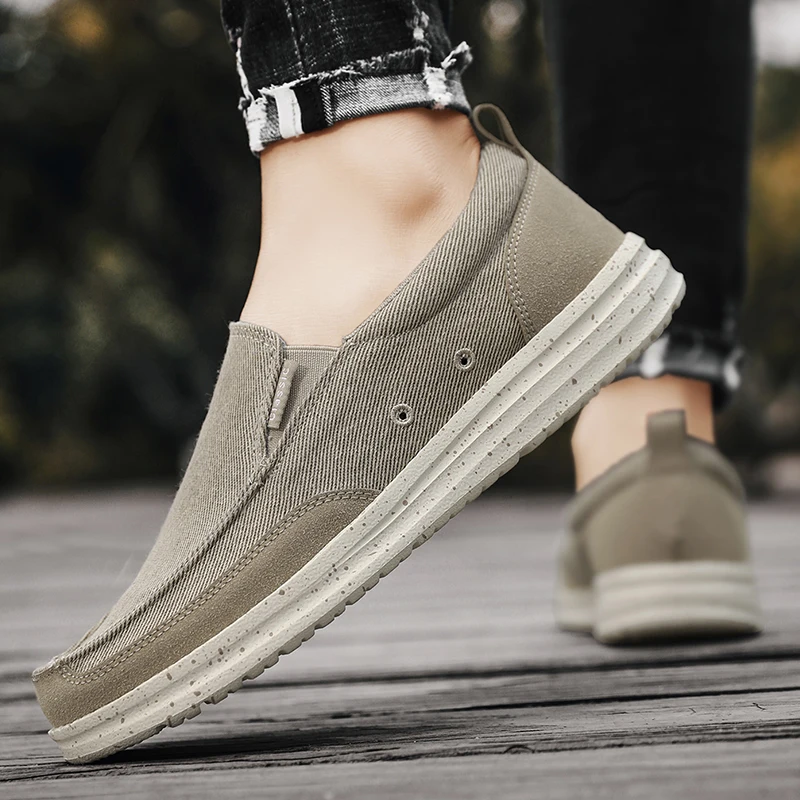 Men Spring/Summer Casual Canvas Shoes Breathable Lefu Shoe Soft Sole Vulcanized Shoe Outdoor Sneakers Walking Shoe Driving Shoes