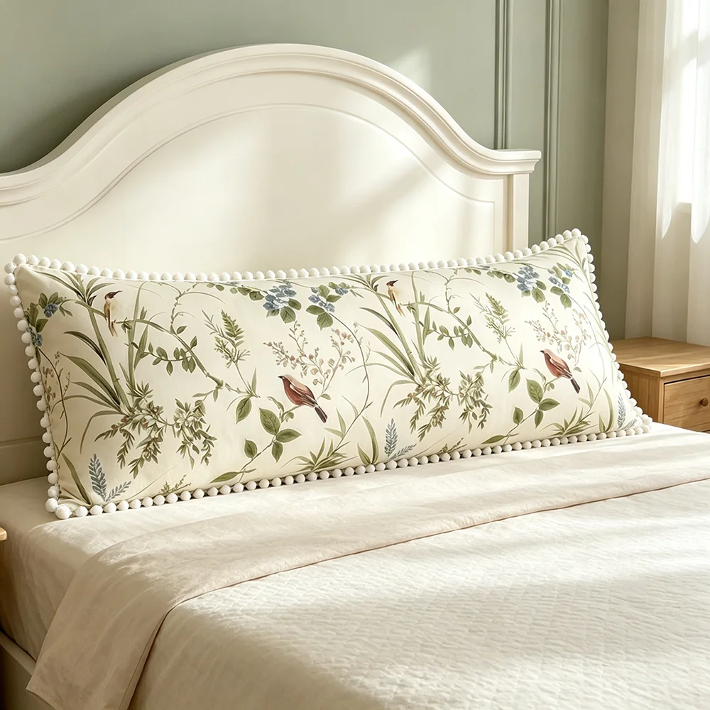 1PC Green Leaf Floral Body Pillow Cover Fresh Pastoral Long Pillowcase for Bedroom Dorm Home Decor