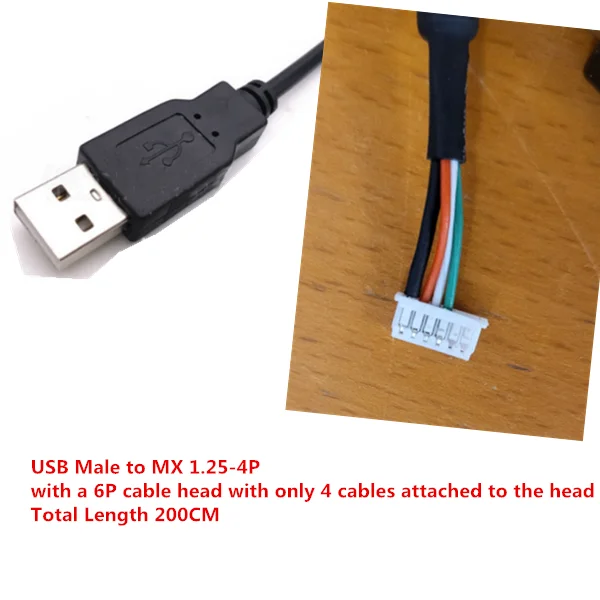 Customize 200CM Length USB Male to MX 1.25-4P  Adapter Extension Cable Touch Screen USB Terminal Data Cable