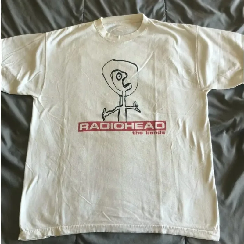 Retro punk hip-hop short sleeved T-shirt, super street top T-shirt, Radiohead The Bends pattern T-shirt, 90s