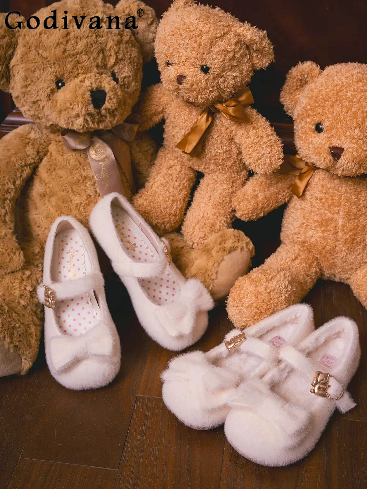 

2025 Autumn Winter New Japanese Style Lolita Fleece-Lined Single Shoes Warm Plush Sweet Cute Doll Feel Versatile Single Shoes