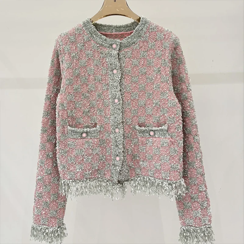 

High quality Women's Cardigan Warm O-Neck Light Yarn Knit With Ribbed Cuffs Collar Tassel sweater 25120620