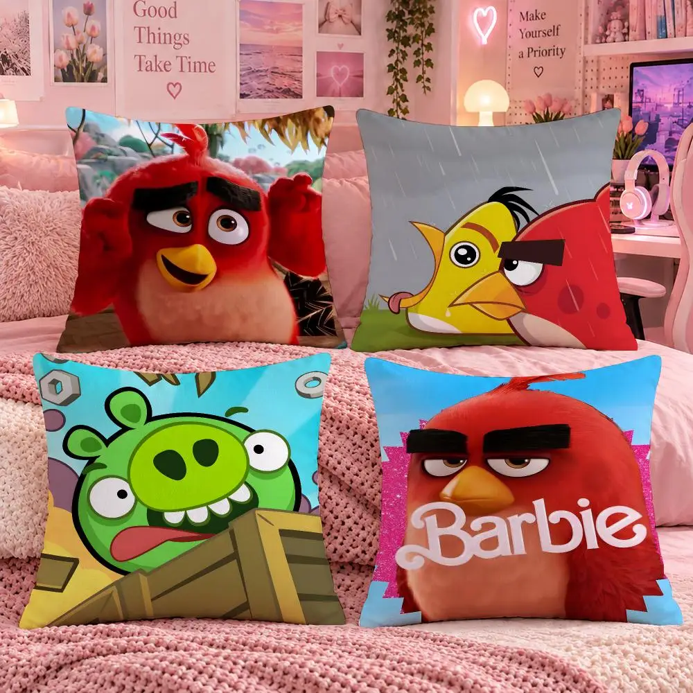 Anime Japanese Manga A-Angry Birds Bride Cushion Cover Double Sided Print Short Plush Pillow Sofa Bedroom Dorm Room Decor Gift
