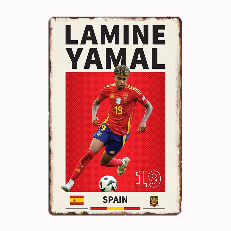 Lamine Yamal Spain Soccer Poster Metal Plaque Poster Club Home Bar Cave Classic Plaques Tin Sign Room Wall Decor