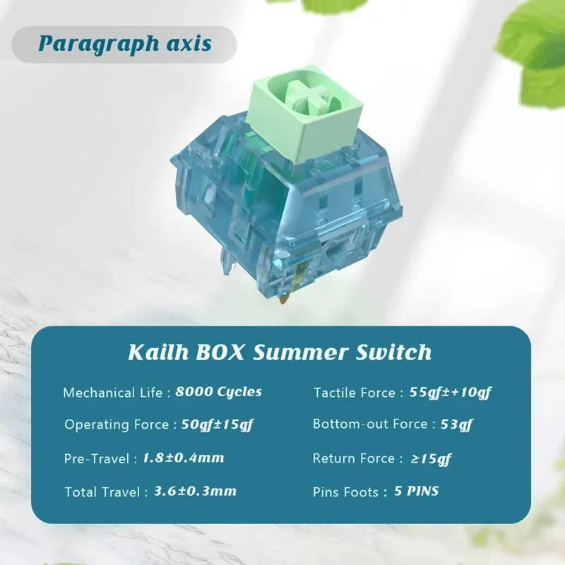 Kailh Box Switch Summer Clicky Tactile Switches Custom Mechanical Keyboard Cherry MX 5 Pins Switch For Feker 75 GMK67 GK61