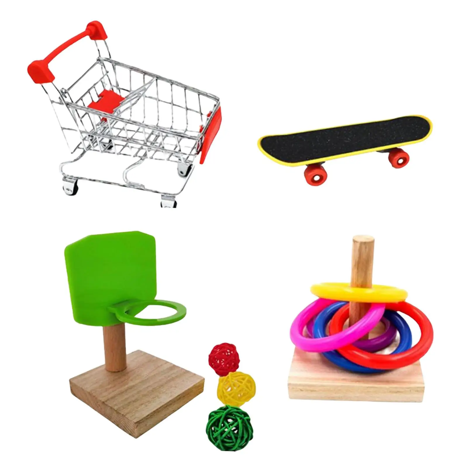 Juguetes de entrenamiento de aves, juguete para loros, anillos apilables de baloncesto para Lovebird Conure