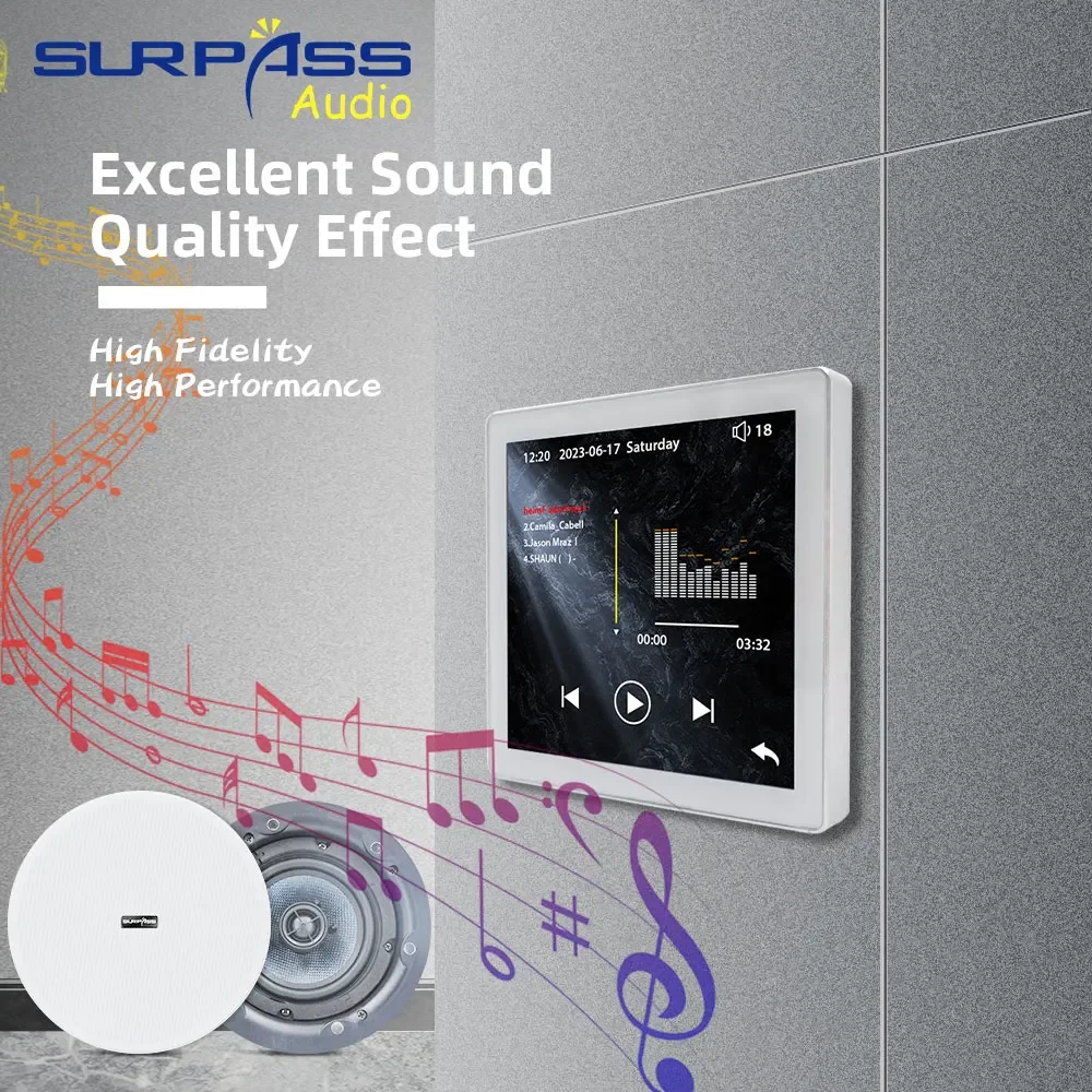 الذكية بلوتوث الجدار مكبر للصوت 4 بوصة 30 واط لوحة الموسيقى دعم راديو Fm مع HiFi ستيريو محوري السقف المتكلم للسكنية