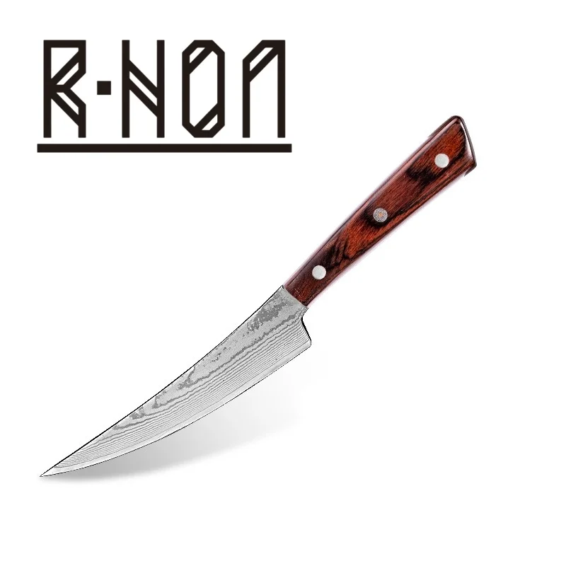 RHON 6inch Boning Knife VG10 Damascus Steel Blade Wooden Handle Slaughtered Rib Meat Slicing Utility Cutting Kitchen Knives
