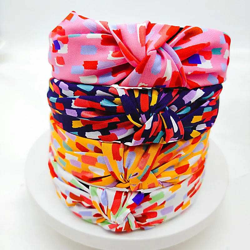 

Non-Slip Knotted Headbands with Floral Print Fairy Forest Style Hair Hoops for Women Girls Daily Elegant Hair Accessories