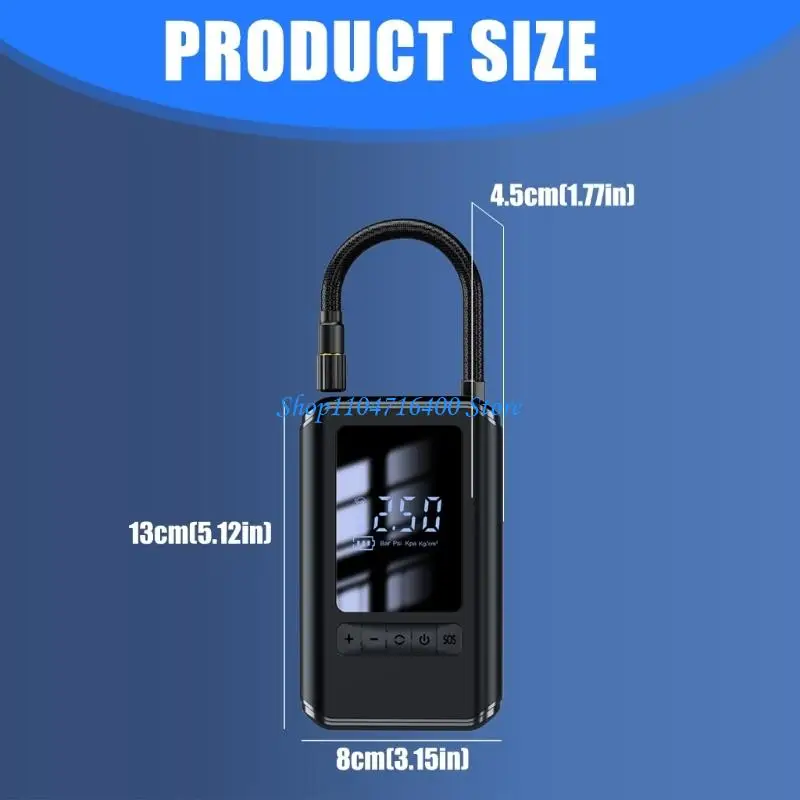y1gd Digital Display Wireless Tire Inflator with Backlit Flashlight Pressure Gauge Portable Air Compressor Universal Air Pum