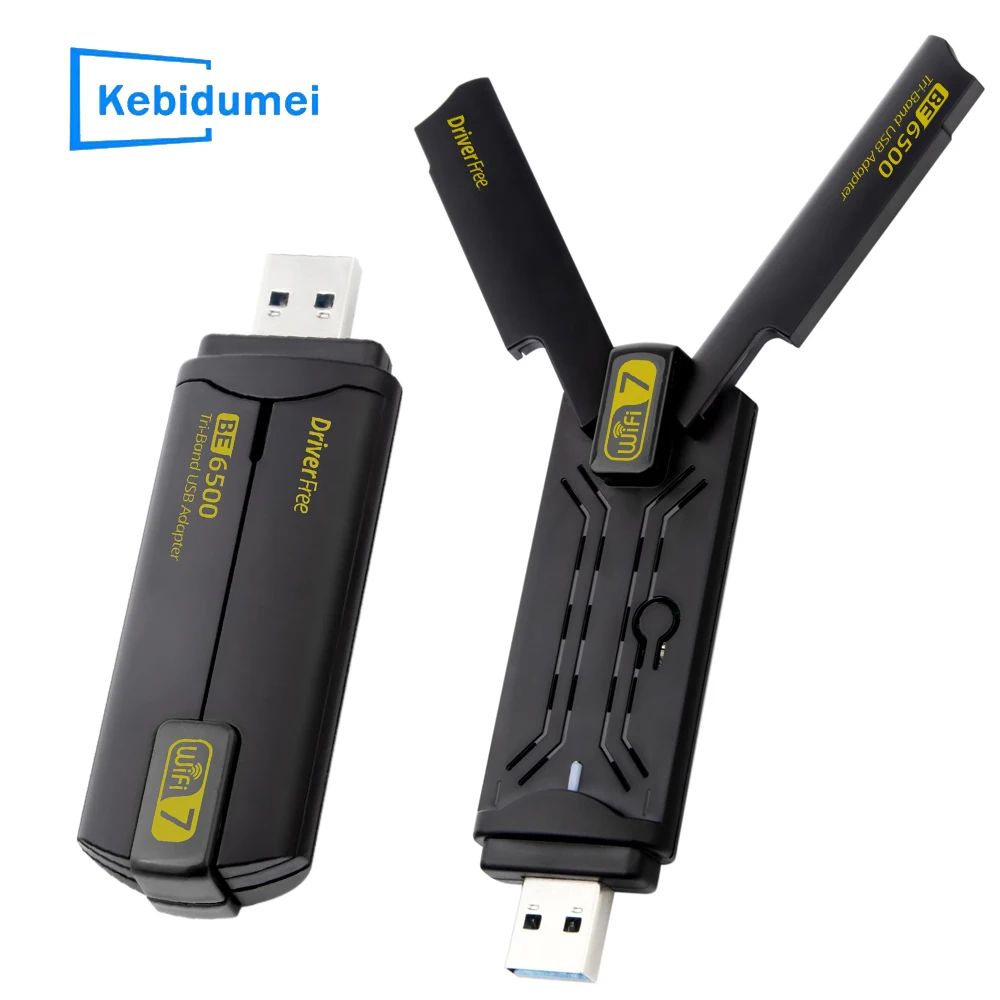 Bezprzewodowa karta sieciowa 6500M WiFi 7 BE6500 2.4G&5.8G&6GHz Trójzakresowa karta USB 802.11be Free-Drive WiFi Adaptador dla Win 10/11