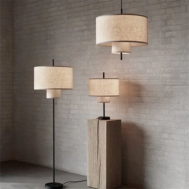 

Nordic LED Fabric Pendant Lamp Modern Margin Pendant Lamp For Living Room Bedroom Restaurant Loft Decor Beige Cloth Hanging Lamp