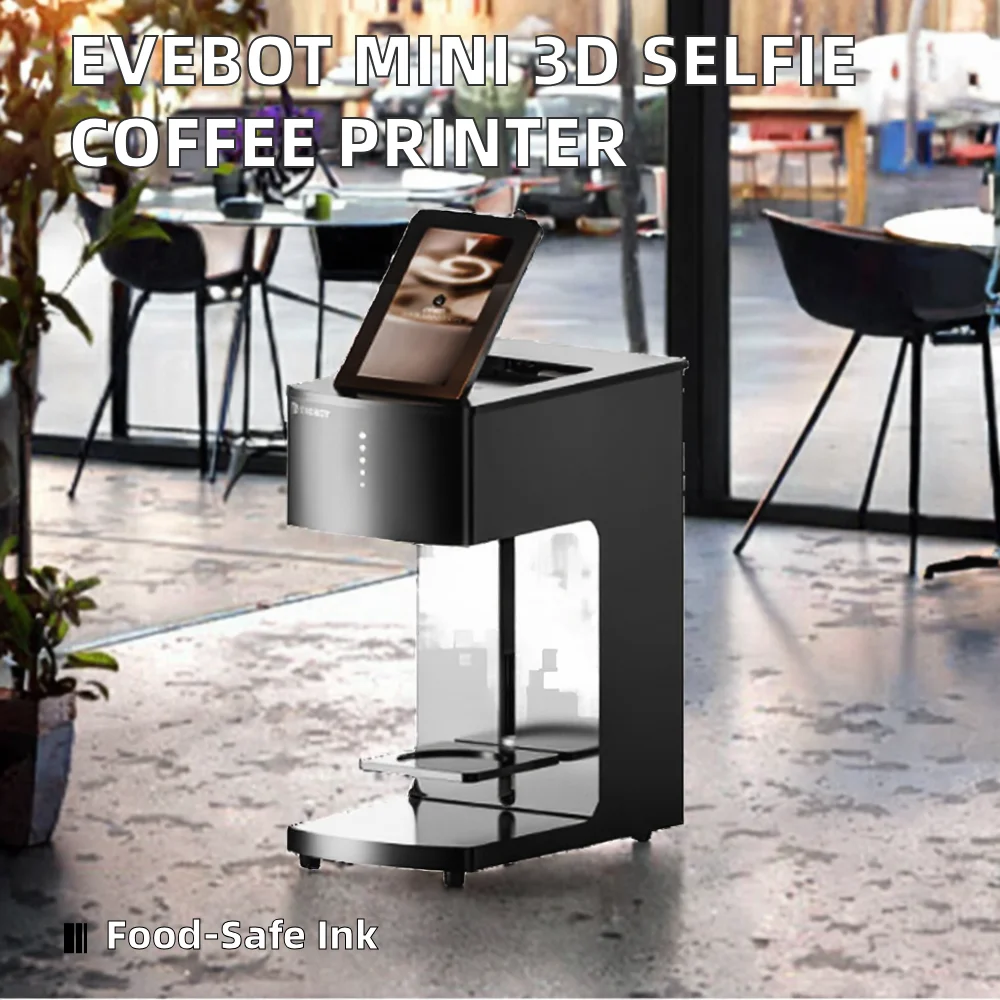 STLF JW لـ EVEBOT 2019 طابعة قهوة صغيرة سيلفي أوتوماتيكية ثلاثية الأبعاد WIFI ماكينة نفث الحبر لكابتشينو شاي الحليب البسكويت USB