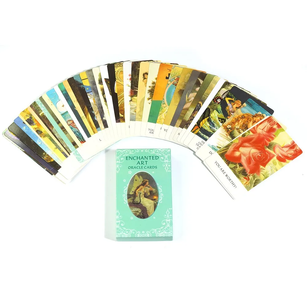 10.3*6cm Enchanted Art Oracle Card Deck 42 buah kartu karya seni Vintage yang indah dengan pesan menginspirasi