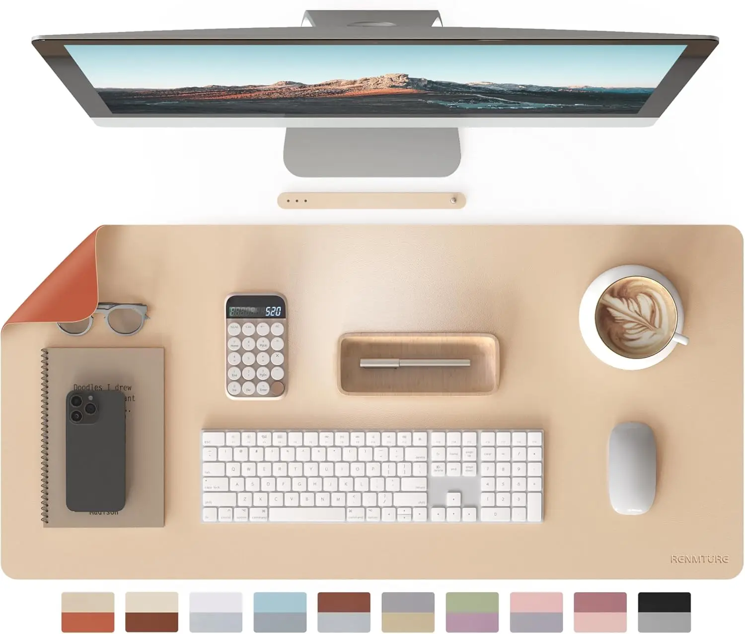 

Double-Sided Faux Leather Desk Mat, 36x17 inches, Waterproof Mouse Pad for Home Office